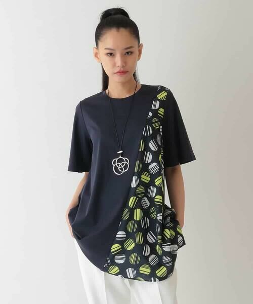 HIROKO BIS GRANDE / ヒロコビス グランデ チュニック | 【大きいサイズ】ストライプドットイレギュラーヘムカットソー /洗える | 詳細15