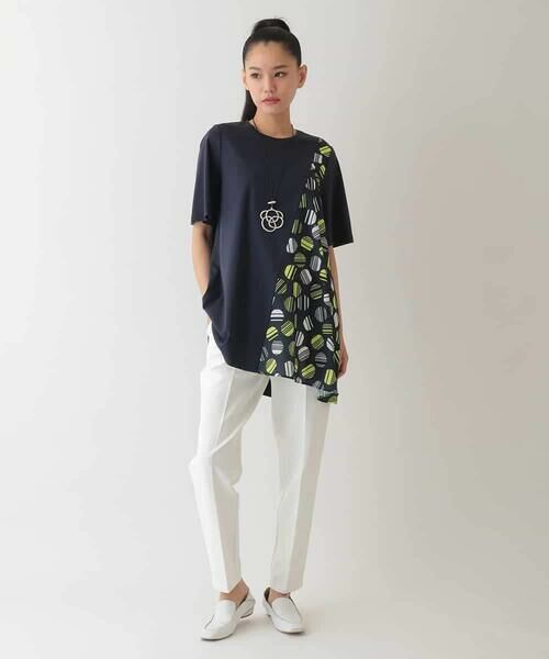 HIROKO BIS GRANDE / ヒロコビス グランデ チュニック | 【大きいサイズ】ストライプドットイレギュラーヘムカットソー /洗える | 詳細16