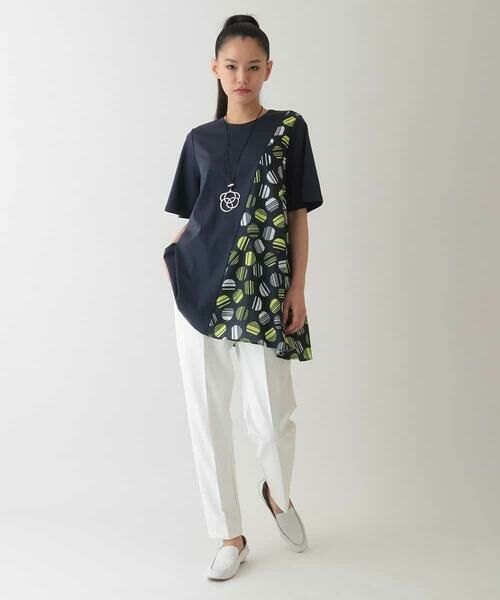 HIROKO BIS GRANDE / ヒロコビス グランデ チュニック | 【大きいサイズ】ストライプドットイレギュラーヘムカットソー /洗える | 詳細17