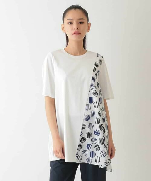 HIROKO BIS GRANDE / ヒロコビス グランデ チュニック | 【大きいサイズ】ストライプドットイレギュラーヘムカットソー /洗える | 詳細7