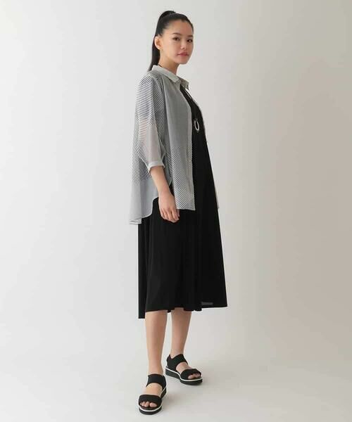 HIROKO BIS GRANDE / ヒロコビス グランデ ロング・マキシ丈ワンピース | 【大きいサイズ/接触冷感】ラインアクセントジャージーワンピース | 詳細1