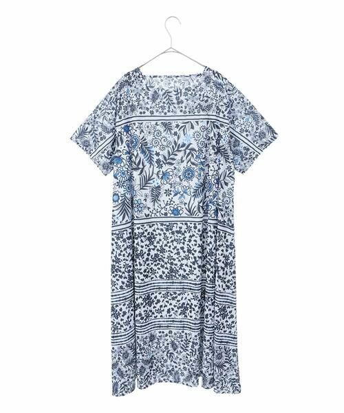 HIROKO BIS GRANDE / ヒロコビス グランデ ロング・マキシ丈ワンピース | 【大きいサイズ】フラワープリントAラインワンピース /洗濯機で洗える | 詳細1