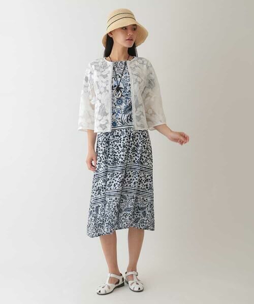 HIROKO BIS GRANDE / ヒロコビス グランデ ロング・マキシ丈ワンピース | 【大きいサイズ】フラワープリントAラインワンピース /洗濯機で洗える | 詳細19