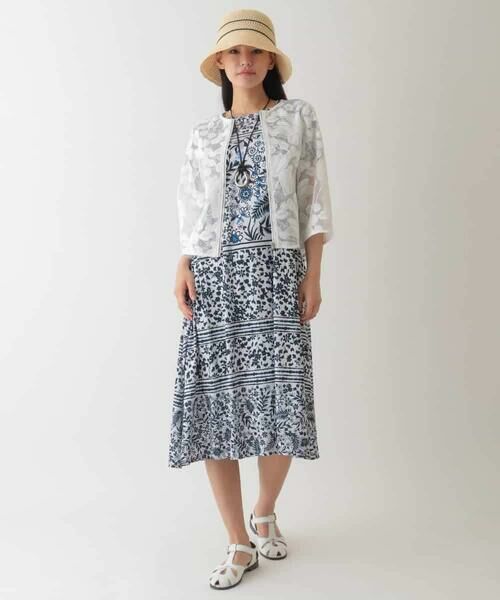 HIROKO BIS GRANDE / ヒロコビス グランデ ロング・マキシ丈ワンピース | 【大きいサイズ】フラワープリントAラインワンピース /洗濯機で洗える | 詳細20