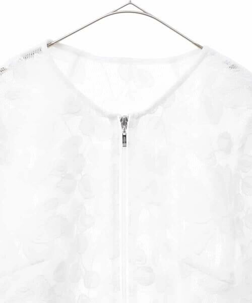 HIROKO BIS GRANDE / ヒロコビス グランデ ノーカラージャケット | 【大きいサイズ】ダブルメッシュフラワー刺繍ジャケット /洗える | 詳細2