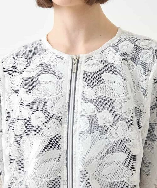 HIROKO BIS GRANDE / ヒロコビス グランデ ノーカラージャケット | 【大きいサイズ】ダブルメッシュフラワー刺繍ジャケット /洗える | 詳細9