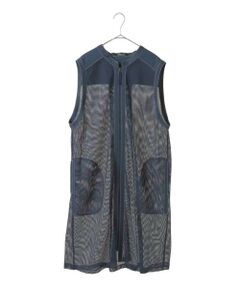 HIROKO BIS GRANDE / ヒロコビス グランデ ベスト | 【大きいサイズ】ナチュラルメッシュロングジレ /洗える