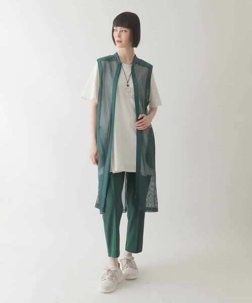 HIROKO BIS GRANDE / ヒロコビス グランデ ベスト | 【大きいサイズ】ナチュラルメッシュロングジレ /洗える | 詳細14