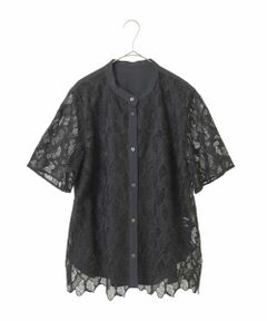 HIROKO BIS GRANDE / ヒロコビス グランデ シャツ・ブラウス | 【大きいサイズ】迷彩レースジョイントブラウス /洗える