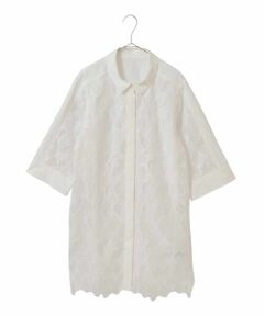 HIROKO BIS GRANDE / ヒロコビス グランデ チュニック | 【大きいサイズ】ランダム迷彩レースチュニックブラウス /洗える