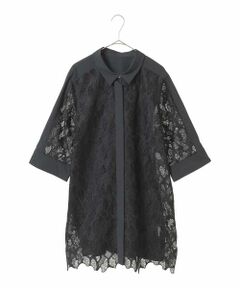 HIROKO BIS GRANDE / ヒロコビス グランデ チュニック | 【大きいサイズ】ランダム迷彩レースチュニックブラウス /洗える