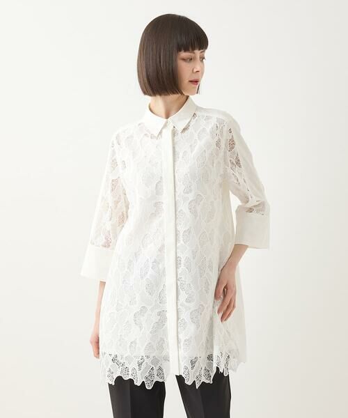 HIROKO BIS GRANDE / ヒロコビス グランデ チュニック | 【大きいサイズ】ランダム迷彩レースチュニックブラウス /洗える | 詳細11