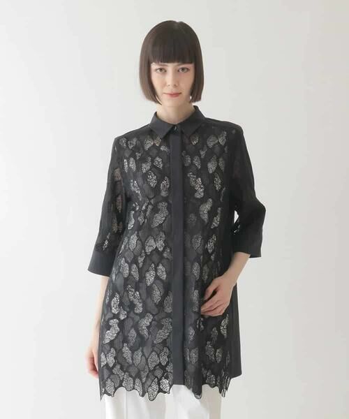 HIROKO BIS GRANDE / ヒロコビス グランデ チュニック | 【大きいサイズ】ランダム迷彩レースチュニックブラウス /洗える | 詳細22