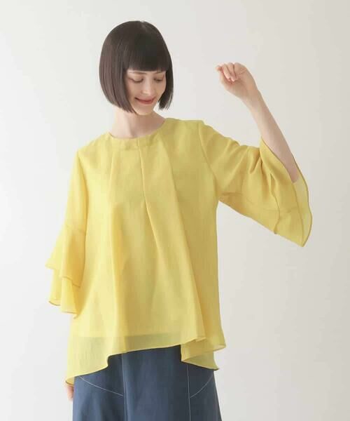 HIROKO BIS GRANDE / ヒロコビス グランデ シャツ・ブラウス | 【大きいサイズ】タックフレアエアリーブラウス /洗濯機で洗える | 詳細10