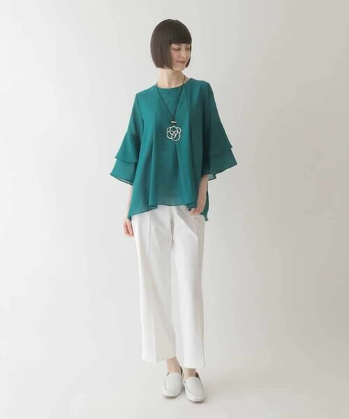 HIROKO BIS GRANDE / ヒロコビス グランデ シャツ・ブラウス | 【大きいサイズ】タックフレアエアリーブラウス /洗濯機で洗える | 詳細14