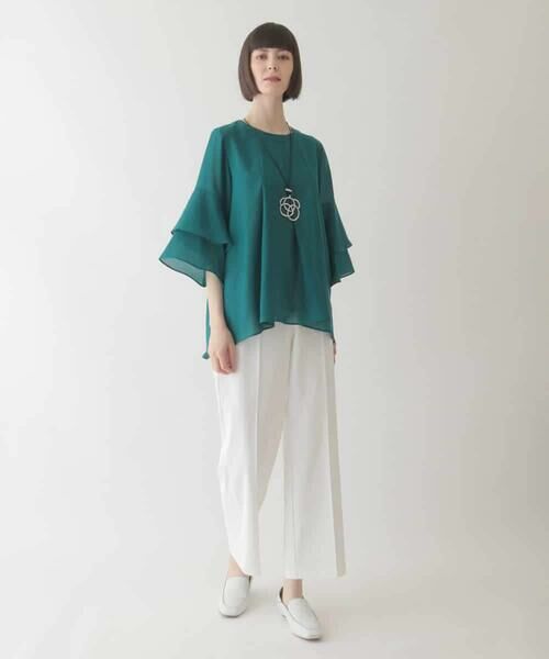 HIROKO BIS GRANDE / ヒロコビス グランデ シャツ・ブラウス | 【大きいサイズ】タックフレアエアリーブラウス /洗濯機で洗える | 詳細15