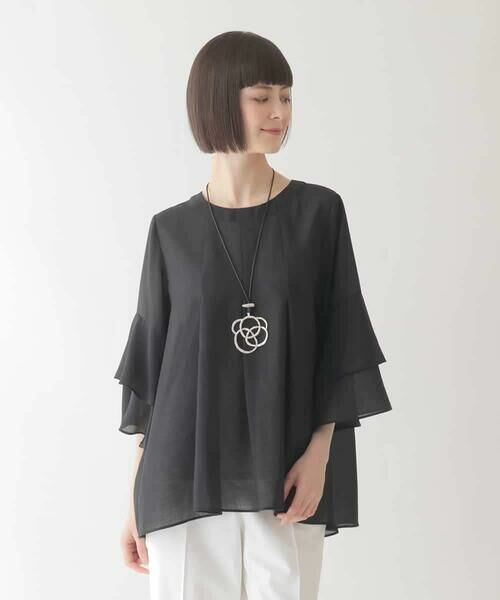 HIROKO BIS GRANDE / ヒロコビス グランデ シャツ・ブラウス | 【大きいサイズ】タックフレアエアリーブラウス /洗濯機で洗える | 詳細21