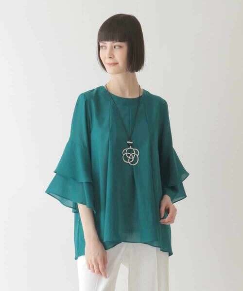 HIROKO BIS GRANDE / ヒロコビス グランデ シャツ・ブラウス | 【大きいサイズ】タックフレアエアリーブラウス /洗濯機で洗える | 詳細5