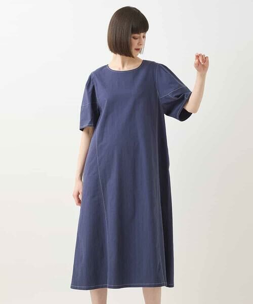 HIROKO BIS GRANDE / ヒロコビス グランデ ロング・マキシ丈ワンピース | 【大きいサイズ】配色ステッチ立体スリーブワンピース | 詳細18