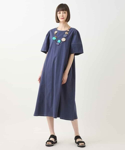 HIROKO BIS GRANDE / ヒロコビス グランデ ロング・マキシ丈ワンピース | 【大きいサイズ】配色ステッチ立体スリーブワンピース | 詳細20