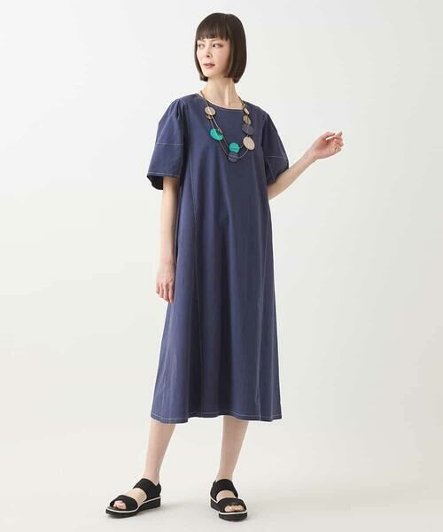 HIROKO BIS GRANDE / ヒロコビス グランデ ロング・マキシ丈ワンピース | 【大きいサイズ】配色ステッチ立体スリーブワンピース | 詳細21