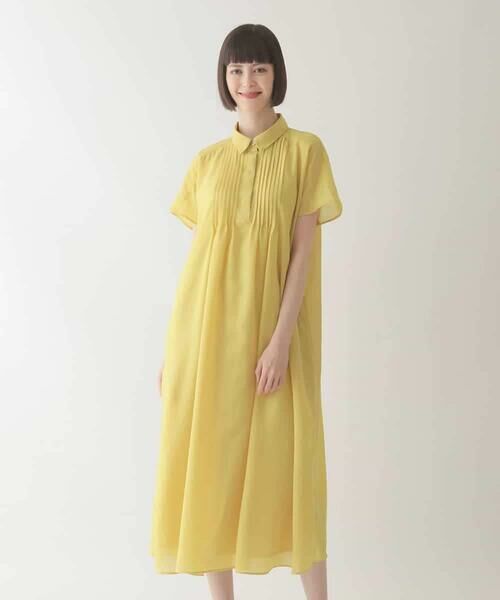 HIROKO BIS GRANDE / ヒロコビス グランデ ロング・マキシ丈ワンピース | 【大きいサイズ】ピンタックデザインシルエットワンピース /洗濯機で洗える | 詳細1