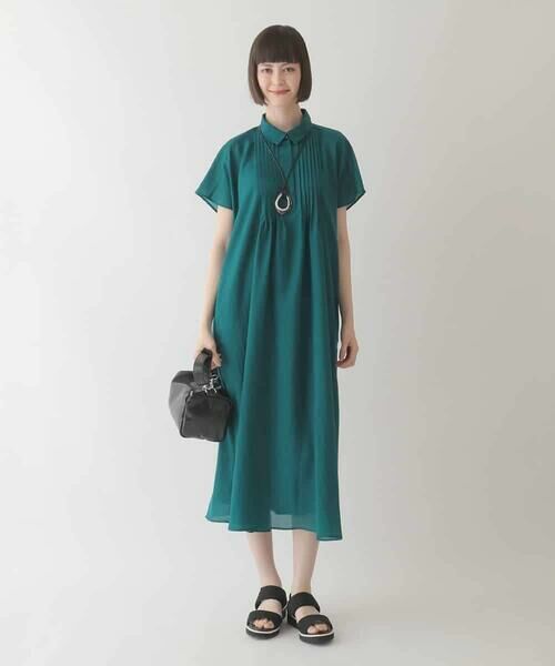 HIROKO BIS GRANDE / ヒロコビス グランデ ロング・マキシ丈ワンピース | 【大きいサイズ】ピンタックデザインシルエットワンピース /洗濯機で洗える | 詳細10