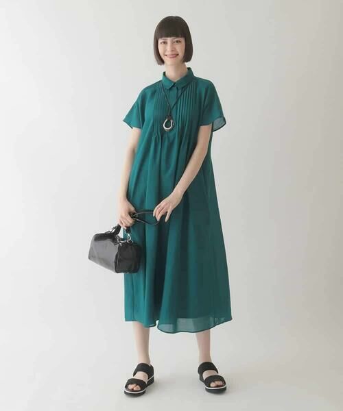 HIROKO BIS GRANDE / ヒロコビス グランデ ロング・マキシ丈ワンピース | 【大きいサイズ】ピンタックデザインシルエットワンピース /洗濯機で洗える | 詳細11