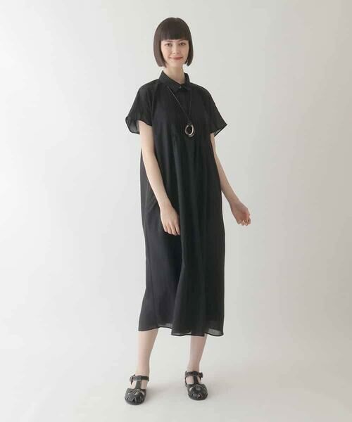 HIROKO BIS GRANDE / ヒロコビス グランデ ロング・マキシ丈ワンピース | 【大きいサイズ】ピンタックデザインシルエットワンピース /洗濯機で洗える | 詳細13