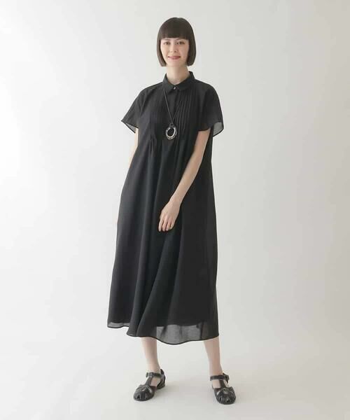 HIROKO BIS GRANDE / ヒロコビス グランデ ロング・マキシ丈ワンピース | 【大きいサイズ】ピンタックデザインシルエットワンピース /洗濯機で洗える | 詳細14