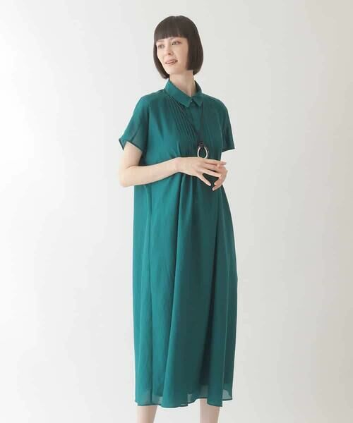 HIROKO BIS GRANDE / ヒロコビス グランデ ロング・マキシ丈ワンピース | 【大きいサイズ】ピンタックデザインシルエットワンピース /洗濯機で洗える | 詳細7