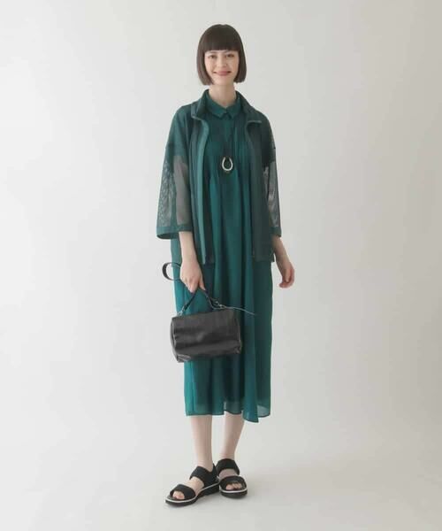 HIROKO BIS GRANDE / ヒロコビス グランデ ロング・マキシ丈ワンピース | 【大きいサイズ】ピンタックデザインシルエットワンピース /洗濯機で洗える | 詳細8