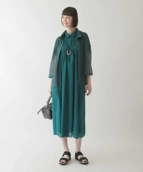 HIROKO BIS GRANDE / ヒロコビス グランデ ロング・マキシ丈ワンピース | 【大きいサイズ】ピンタックデザインシルエットワンピース /洗濯機で洗える | 詳細9