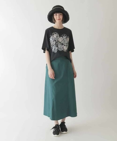 HIROKO BIS GRANDE / ヒロコビス グランデ ロング・マキシ丈スカート | 【大きいサイズ】リネンライクストレッチフレアスカート /洗える | 詳細15