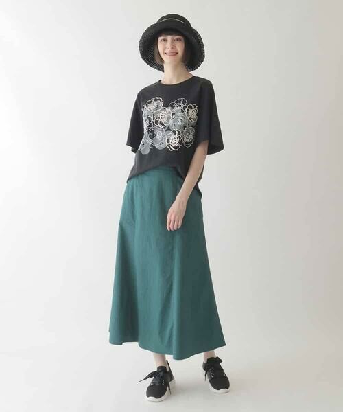 HIROKO BIS GRANDE / ヒロコビス グランデ ロング・マキシ丈スカート | 【大きいサイズ】リネンライクストレッチフレアスカート /洗える | 詳細16