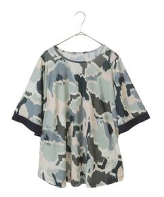 HIROKO BIS GRANDE / ヒロコビス グランデ カットソー | 【大きいサイズ】迷彩フラワーフレアスリーブカットソー /洗濯機で洗える
