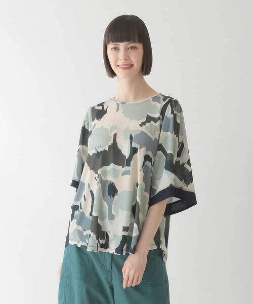HIROKO BIS GRANDE / ヒロコビス グランデ カットソー | 【大きいサイズ】迷彩フラワーフレアスリーブカットソー /洗濯機で洗える | 詳細9