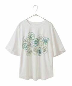 HIROKO BIS GRANDE / ヒロコビス グランデ カットソー | 【大きいサイズ/接触冷感】フラワープリントコットンカットソー /洗える