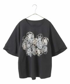 HIROKO BIS GRANDE / ヒロコビス グランデ カットソー | 【大きいサイズ/接触冷感】フラワープリントコットンカットソー /洗える