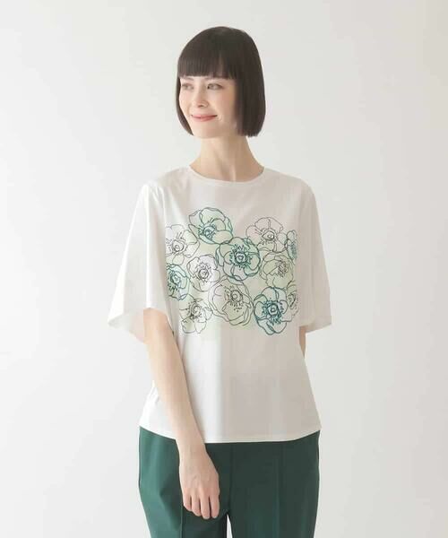 HIROKO BIS GRANDE / ヒロコビス グランデ カットソー | 【大きいサイズ/接触冷感】フラワープリントコットンカットソー /洗える | 詳細10