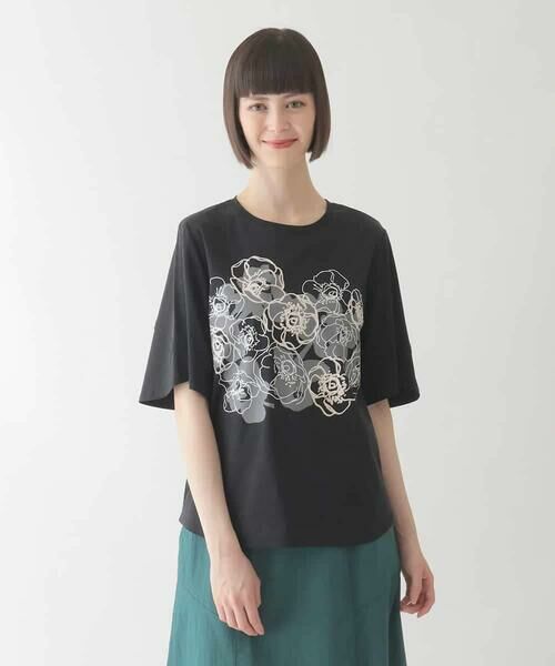 HIROKO BIS GRANDE / ヒロコビス グランデ カットソー | 【大きいサイズ/接触冷感】フラワープリントコットンカットソー /洗える | 詳細6