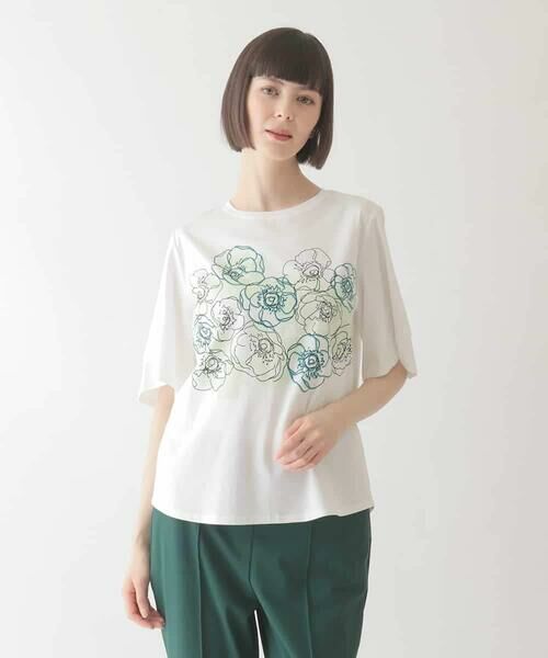 HIROKO BIS GRANDE / ヒロコビス グランデ カットソー | 【大きいサイズ/接触冷感】フラワープリントコットンカットソー /洗える | 詳細7