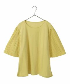HIROKO BIS GRANDE / ヒロコビス グランデ シャツ・ブラウス | 【大きいサイズ/接触冷感】コットンレースボリューム袖カットソー
