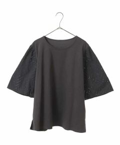HIROKO BIS GRANDE / ヒロコビス グランデ シャツ・ブラウス | 【大きいサイズ/接触冷感】コットンレースボリューム袖カットソー