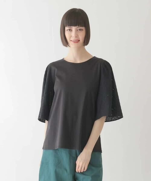 HIROKO BIS GRANDE / ヒロコビス グランデ シャツ・ブラウス | 【大きいサイズ/接触冷感】コットンレースボリューム袖カットソー | 詳細19