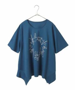 HIROKO BIS GRANDE / ヒロコビス グランデ カットソー | 【大きいサイズ/接触冷感】ブレード刺繍デザインヘムカットソー /洗える