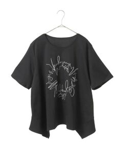 HIROKO BIS GRANDE / ヒロコビス グランデ カットソー | 【大きいサイズ/接触冷感】ブレード刺繍デザインヘムカットソー /洗える
