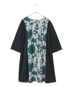 HIROKO BIS GRANDE / ヒロコビス グランデ チュニック | 【大きいサイズ】幾何フラワー切り替えデザインチュニック /洗える