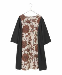 HIROKO BIS GRANDE / ヒロコビス グランデ チュニック | 【大きいサイズ】幾何フラワー切り替えデザインチュニック /洗える