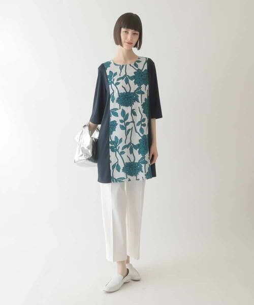 HIROKO BIS GRANDE / ヒロコビス グランデ チュニック | 【大きいサイズ】幾何フラワー切り替えデザインチュニック /洗える | 詳細7